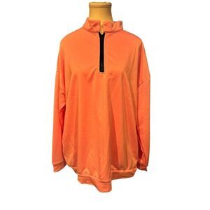 Women's Large Long Sleeve 3/4 Zip Pullover Pink Casual Top